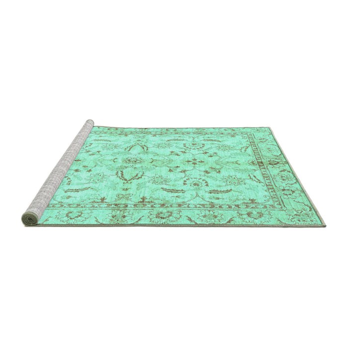 Sideview of Machine Washable Oriental Turquoise Modern Area Rugs, wshabs3390turq