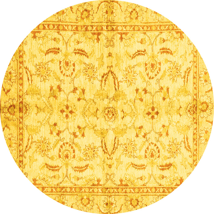 Round Oriental Yellow Modern Rug, abs3390yw