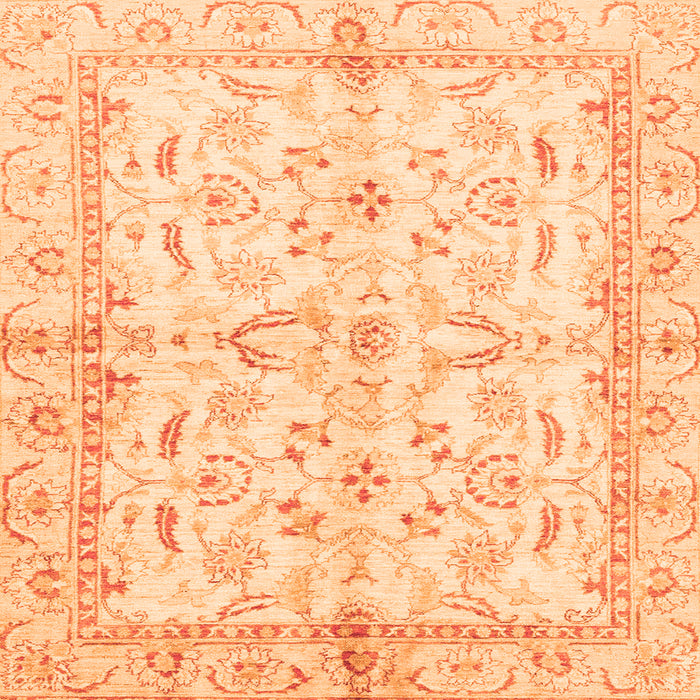 Square Machine Washable Oriental Orange Modern Area Rugs, wshabs3390org