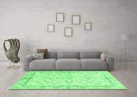 Machine Washable Oriental Emerald Green Modern Rug, wshabs3390emgrn