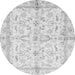 Round Machine Washable Oriental Gray Modern Rug, wshabs3390gry