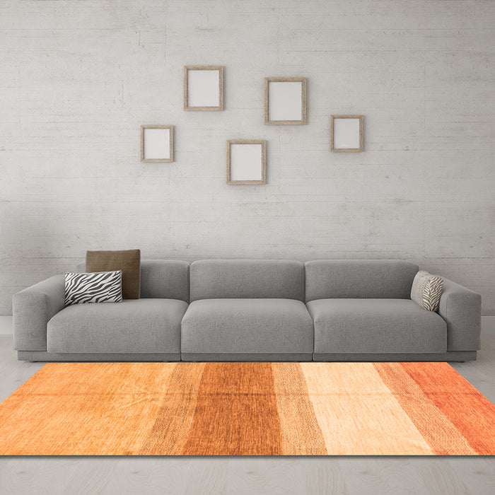 Machine Washable Oriental Orange Modern Area Rugs in a Living Room, wshabs3391org
