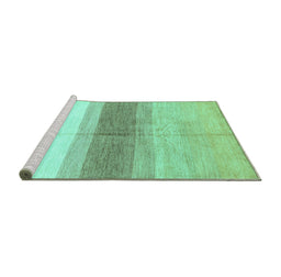 Sideview of Machine Washable Oriental Turquoise Modern Area Rugs, wshabs3391turq