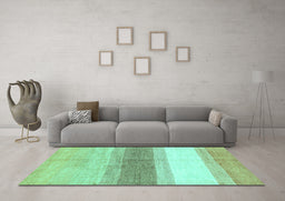 Machine Washable Oriental Turquoise Modern Area Rugs in a Living Room,, wshabs3391turq