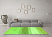 Machine Washable Oriental Green Modern Area Rugs in a Living Room,, wshabs3391grn