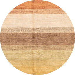 Round Abstract Chrome Gold Yellow Oriental Rug, abs3391