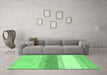 Machine Washable Oriental Emerald Green Modern Area Rugs in a Living Room,, wshabs3391emgrn