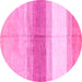 Round Oriental Pink Modern Rug, abs3391pnk