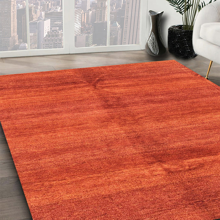Machine Washable Abstract Orange Red Rug in a Family Room, wshabs3392