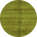 Round Machine Washable Oriental Green Modern Area Rugs, wshabs3392grn