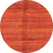 Round Abstract Orange Red Oriental Rug, abs3392