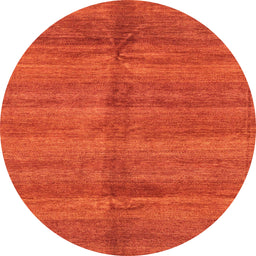 Round Machine Washable Abstract Orange Red Rug, wshabs3392
