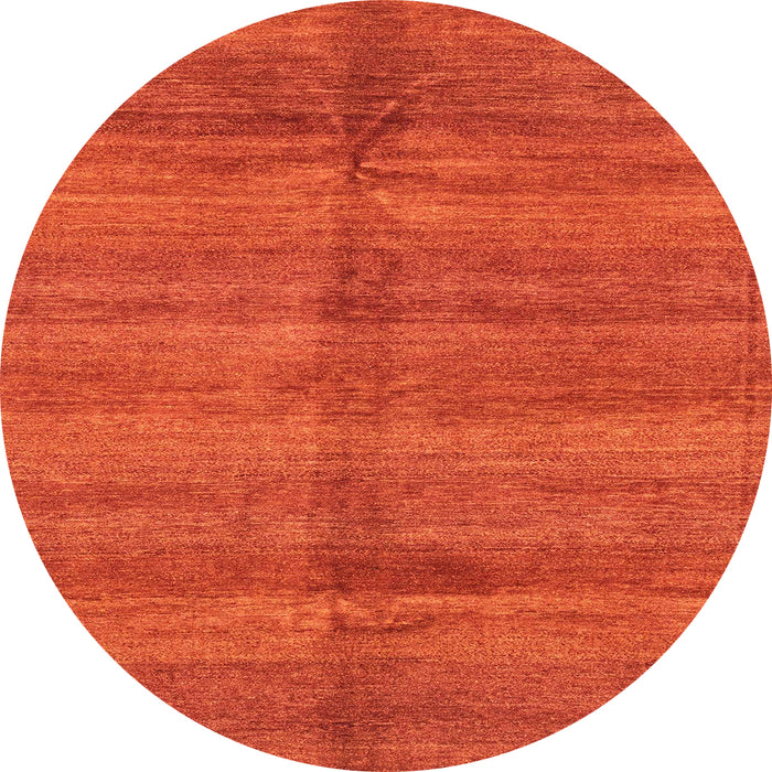 Round Machine Washable Abstract Orange Red Rug, wshabs3392