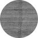 Round Machine Washable Oriental Gray Modern Rug, wshabs3392gry