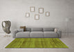 Machine Washable Oriental Green Modern Area Rugs in a Living Room,, wshabs3392grn