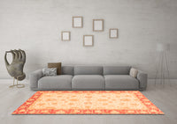 Machine Washable Oriental Orange Modern Rug, wshabs3393org