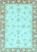 Machine Washable Oriental Light Blue Modern Rug, wshabs3393lblu