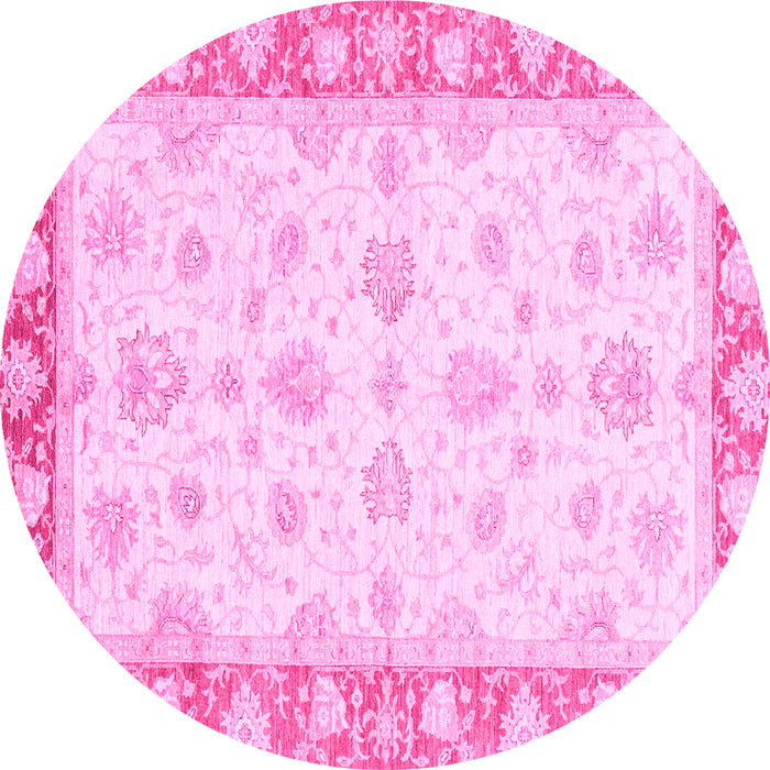 Round Oriental Pink Modern Rug, abs3393pnk