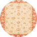 Round Machine Washable Abstract Sun Yellow Rug, wshabs3393