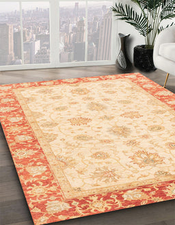 Machine Washable Abstract Sun Yellow Rug in a Family Room, wshabs3393