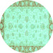 Round Oriental Turquoise Modern Rug, abs3393turq