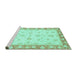 Sideview of Machine Washable Oriental Turquoise Modern Area Rugs, wshabs3393turq