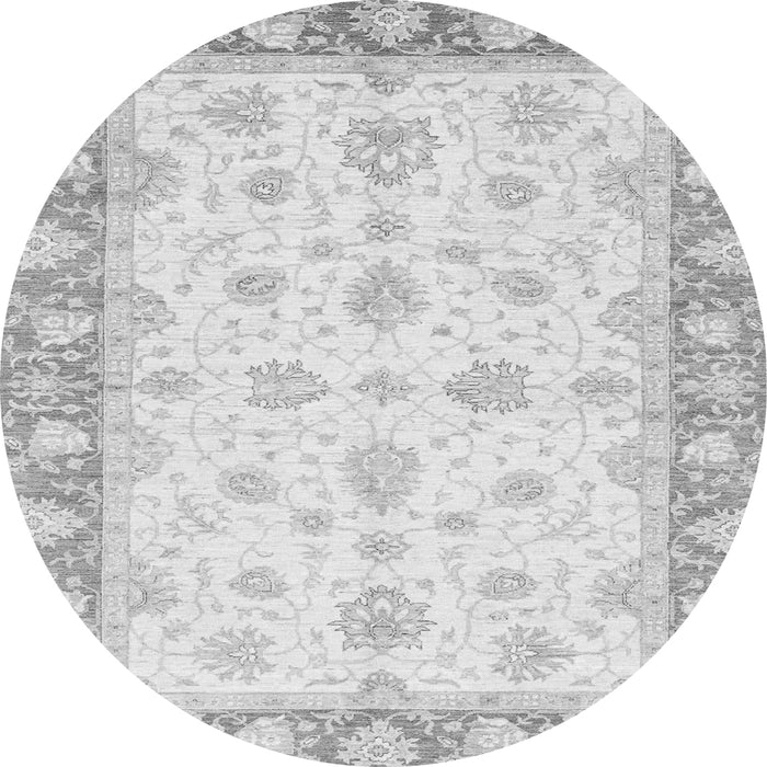 Round Machine Washable Oriental Gray Modern Rug, wshabs3393gry