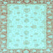 Square Oriental Light Blue Modern Rug, abs3393lblu