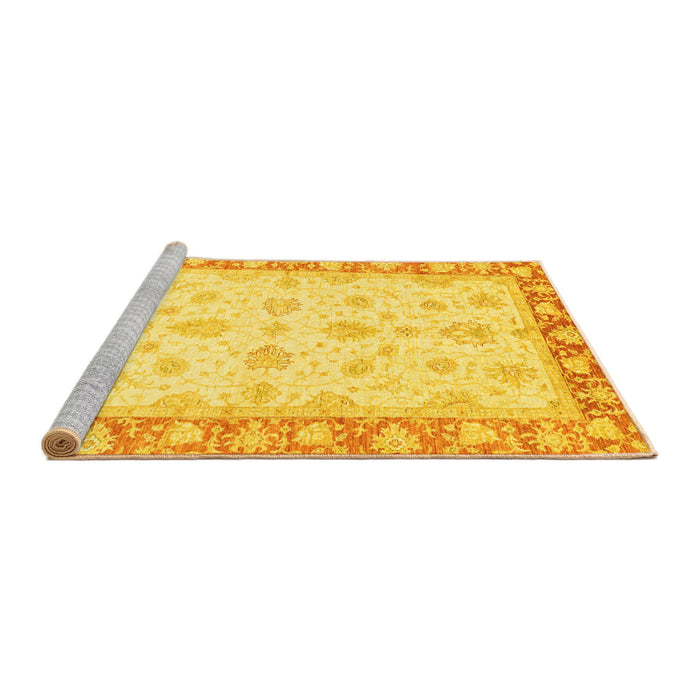 Sideview of Machine Washable Oriental Yellow Modern Rug, wshabs3393yw