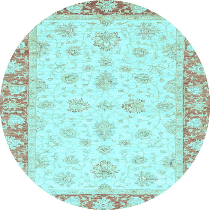 Round Oriental Light Blue Modern Rug, abs3393lblu