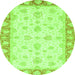 Round Oriental Green Modern Rug, abs3393grn