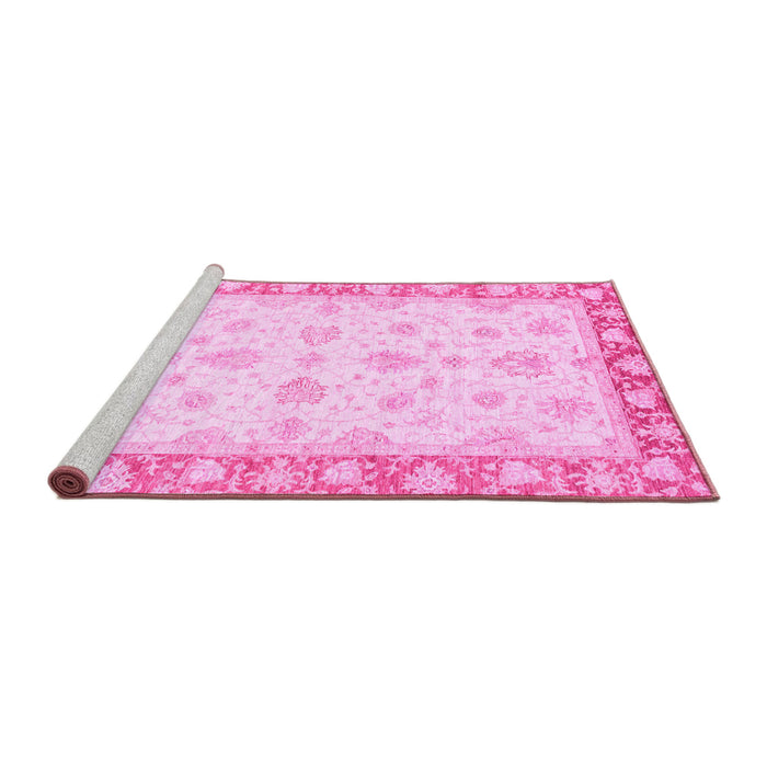 Sideview of Machine Washable Oriental Pink Modern Rug, wshabs3393pnk