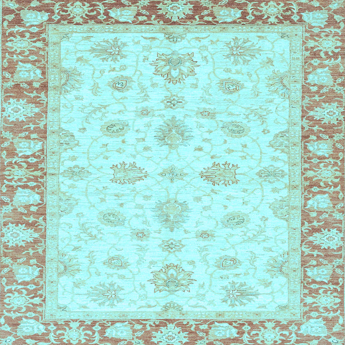 Square Machine Washable Oriental Light Blue Modern Rug, wshabs3393lblu