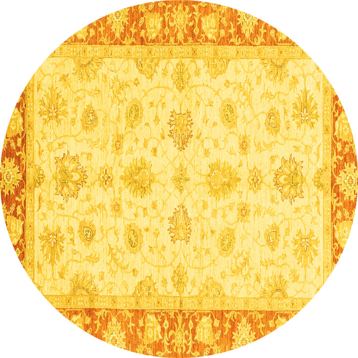Round Oriental Yellow Modern Rug, abs3393yw