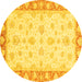 Round Oriental Yellow Modern Rug, abs3393yw