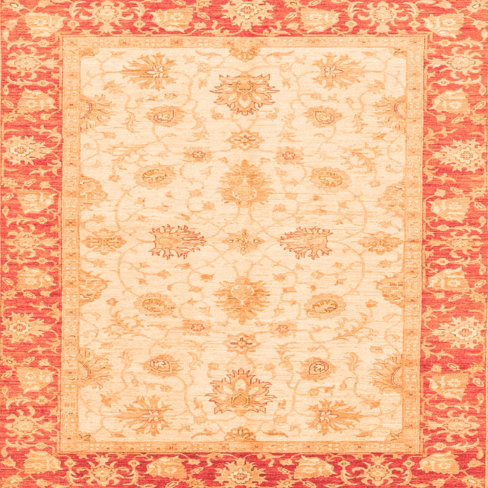 Square Machine Washable Oriental Orange Modern Area Rugs, wshabs3393org