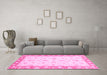 Machine Washable Oriental Pink Modern Rug in a Living Room, wshabs3393pnk