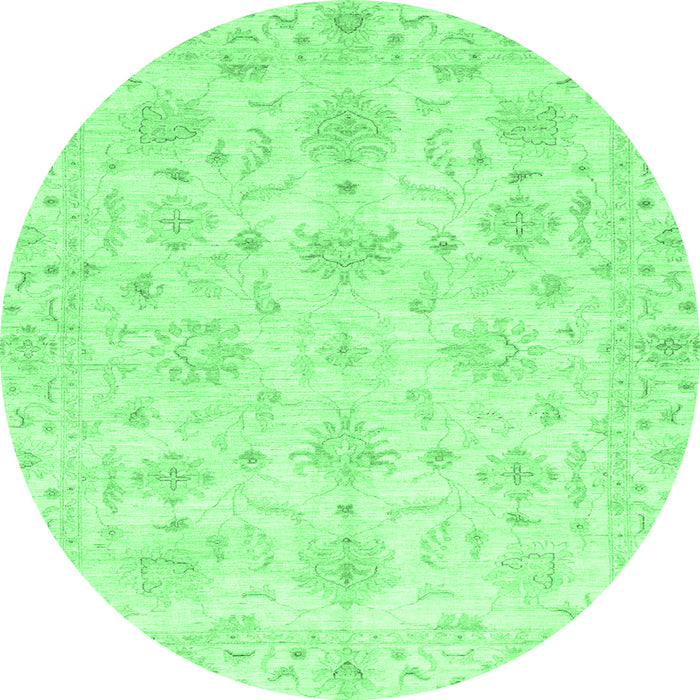 Round Machine Washable Oriental Emerald Green Modern Area Rugs, wshabs3394emgrn