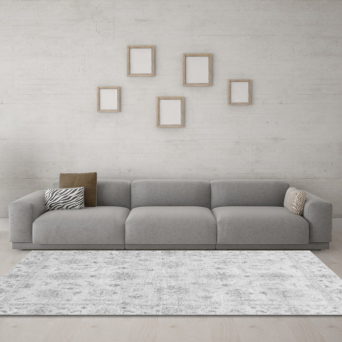 Machine Washable Oriental Gray Modern Rug in a Living Room,, wshabs3394gry