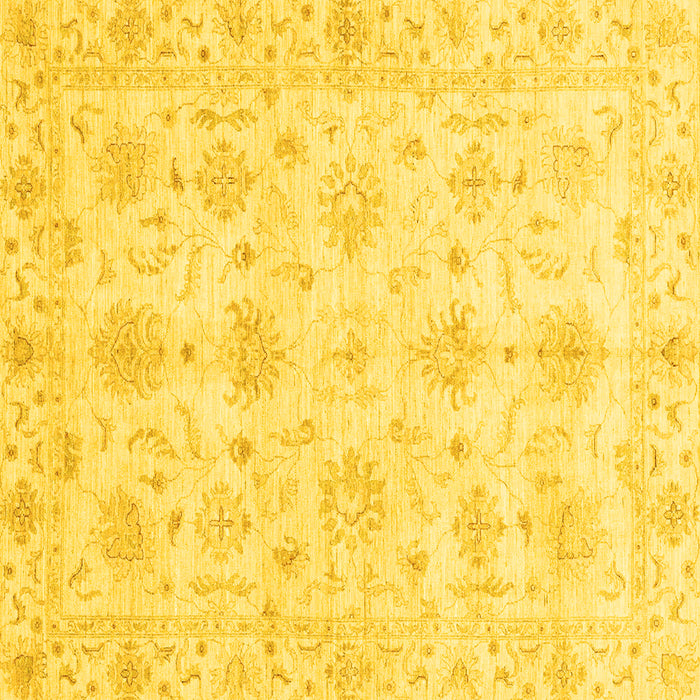 Square Machine Washable Oriental Yellow Modern Rug, wshabs3394yw