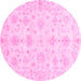 Round Oriental Pink Modern Rug, abs3394pnk