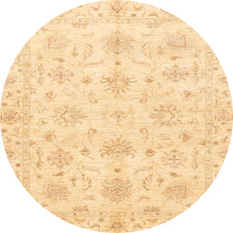 Round Machine Washable Abstract Brown Gold Rug, wshabs3394