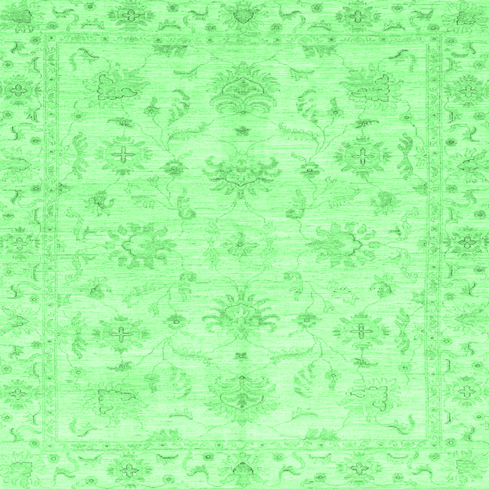 Square Machine Washable Oriental Emerald Green Modern Area Rugs, wshabs3394emgrn