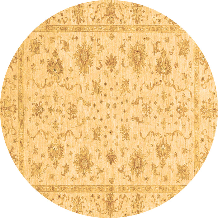 Round Machine Washable Oriental Brown Modern Rug, wshabs3395brn