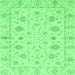 Square Machine Washable Oriental Emerald Green Modern Area Rugs, wshabs3395emgrn