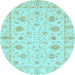 Round Oriental Light Blue Modern Rug, abs3395lblu