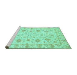 Sideview of Machine Washable Oriental Turquoise Modern Area Rugs, wshabs3395turq