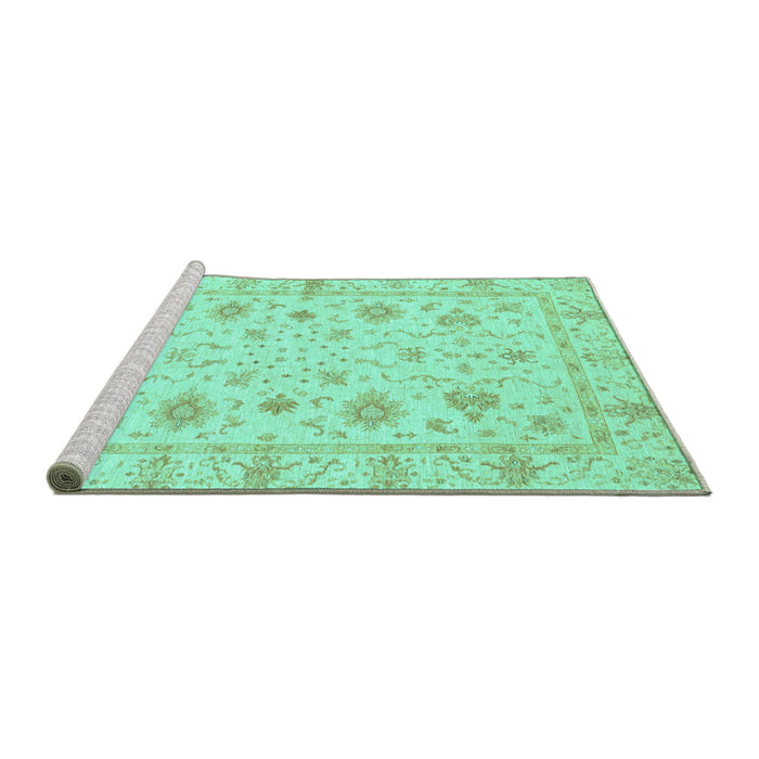 Sideview of Machine Washable Oriental Turquoise Modern Area Rugs, wshabs3395turq
