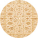 Round Abstract Orange Oriental Rug, abs3395