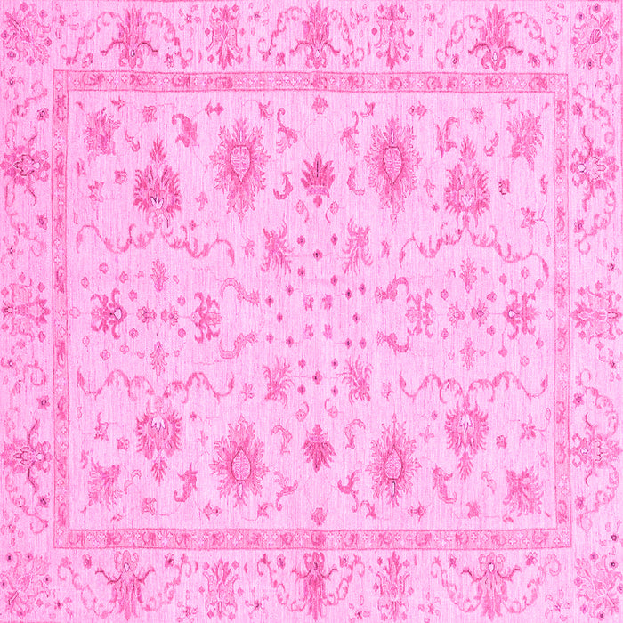 Square Machine Washable Oriental Pink Modern Rug, wshabs3395pnk